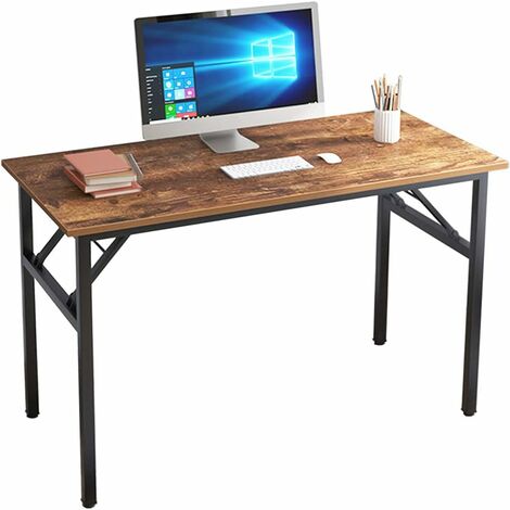 soges Bureau d’Ordinateur Informatique Pliante Table d’étude/BureauTable d’étude/d'écriture,120 60 75cm, Marron et Noir AC5FB-120-UK
