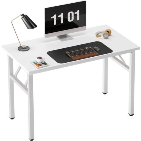 Soges Petite Table Pliante、Bureau d'angle pour Bureau à Domicile,100x60x75cm,Blanc