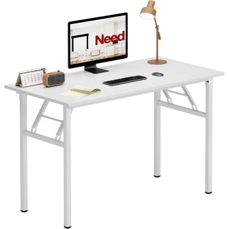 Soges – Bureau pliant 100x60cm – Table d'ordinateur pour bureau à domicile – Structure en métal robuste – Pliage rapide et facile (1/5)