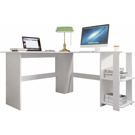 Soges – Bureau d'angle en L 130x130 cm – Bois E1 avec cadre métal – Surface spacieuse pour travail et jeux – Charge max 150 kg