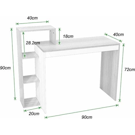 soges bureau , établi en bois composite avec étagère pour dossiers,blanc/noyer, 110 x 40 x 90 cm