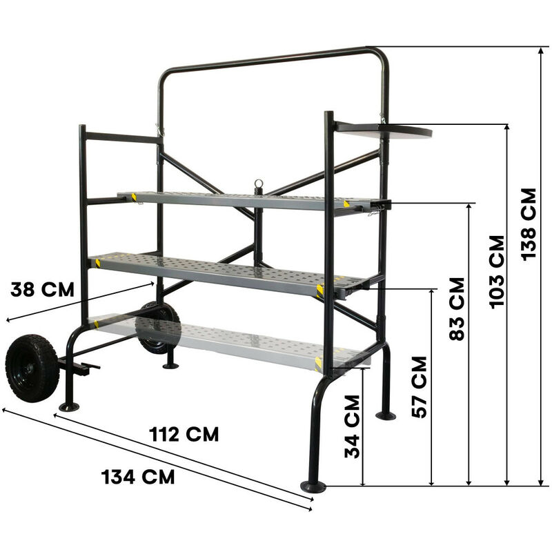 Echafaudage roulant pliable ultra pratique et compact jusqu'à 7m de hauteur  de travail