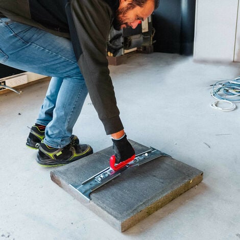 Lève dalle Porte dalle 1 main - Réglable de 40 à 60cm - Poignée ergonomique - Lever et poser dalles et carrelage