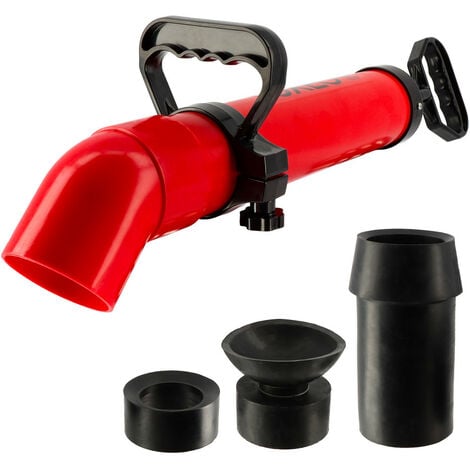Déboucheur canalisation Pro - 3 Adaptateurs Inclus - Déboucheur à pompe - Evier - Toilette - Baignoire