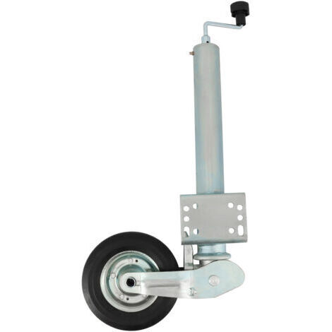 [JAMAIS UTILISÉ] Roue Jockey - 500kg - Tube acier 60mm - Escamotable - Bride de fixation soudée multi-trous - Universelle tous types de remorques