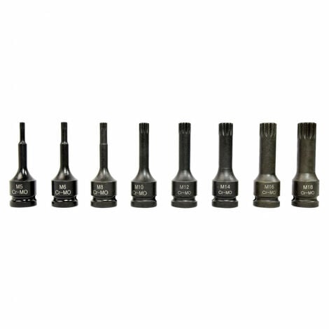 Coffret 8 douilles XZN à choc - carré 1/2"