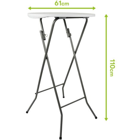 Table mange debout pliable diamètre 60cm hauteur 110cm - Table haute pliante  de bar - Plateau résine Structure