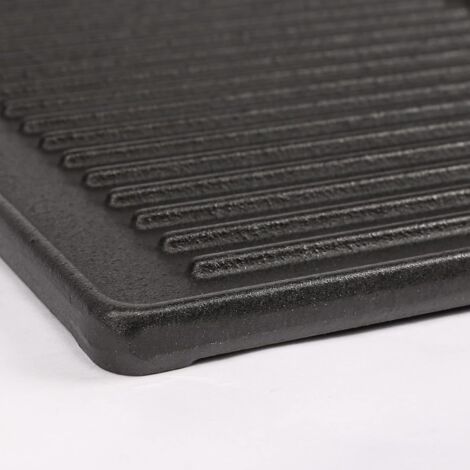 Plaque De Cuisson En Fonte Pour Barbecue Gaz - 41,5 X 31 Cm, Réversible (lisse/strié) - Compatible Plusieurs Marques