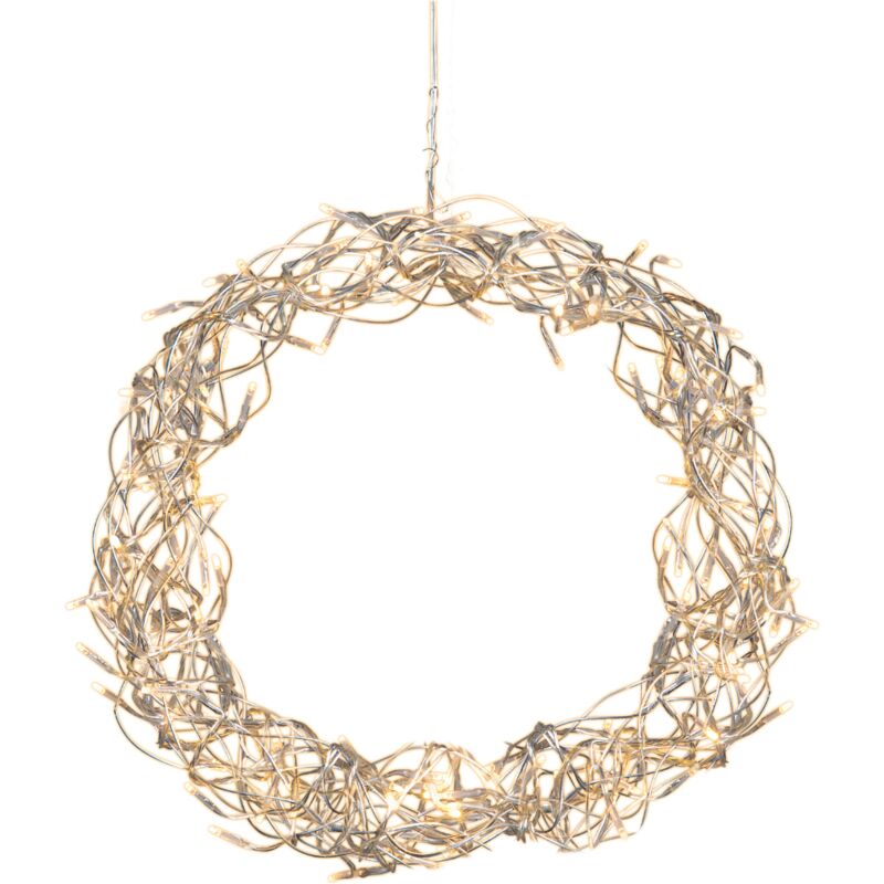 LED Lichterkranz Curly von Star Trading, Fensterkranz warmweiß aus Draht  und Kunststoff in Silber, Transparent, mit Kabel, Ø: 30 cm, 230 V.