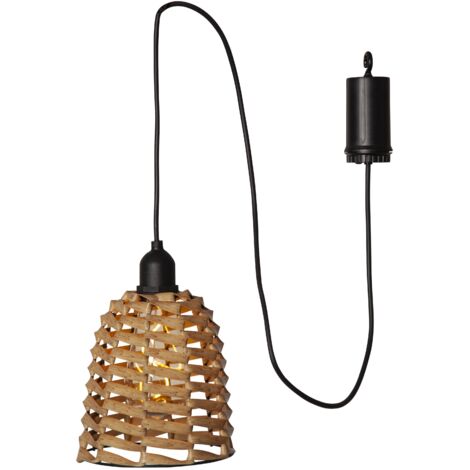 LED Hängeleuchte ,Twine mit Batterie, Timer, Wasserhyazinthe-Optik, braun, 15cm