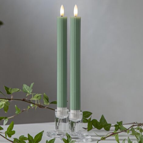 Star LED Kerzen Set (2 Stück) – Stabkerzen aus Echtwachs mit flackernder Flamme, warmweißem Licht, Timer-Funktion, batteriebetrieben (Batterien Nicht Ink.) – für den Innenbereich