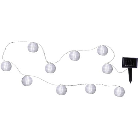 Solar Lampion-Lichterkette ,Festival', Dämmerungssensor, 10 LEDs, weiß, 270cm