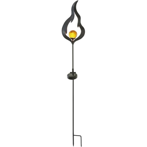 Solarstab „Melilla“ – Bronze, Mit LED-Flammeneffekt, 16,5x25 Cm, IP44, Für Garten & Balkon