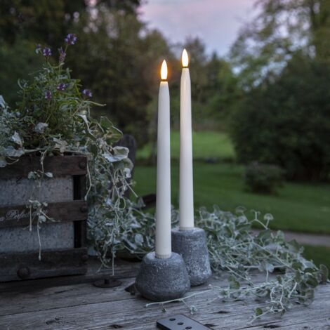 Outdoor Stabkerzen Flamme Slim 2er Set Batterie Timer H 28cm