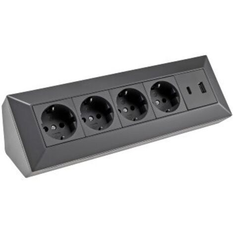 CHILITEC Steckdosenblock 23790, 4-fach, USB-A+C, 250V/16A, schwarz (1/5)