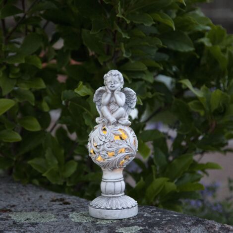 Solar Figur ,Angel', Engel in Stein-Optik, Dämmerungssensor, LED warmweiß, H 27cm (1/5)