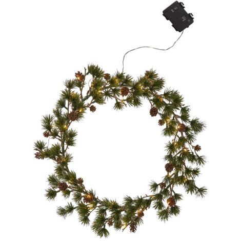 LED Tannenkranz ,Larix' aus knstlicher Lrche, batteriebetrieben, Timer,  grn,  40cm