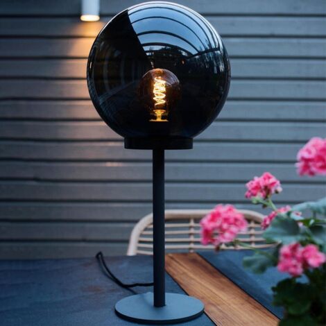 Outdoor-Tischlampe ,Orby', E27, Netzbetrieb, rauchgrau, 66cm, Ø 30cm (1/5)