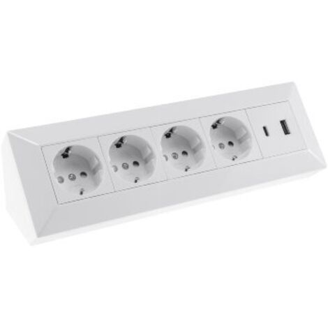 4-fach Steckdosenblock USB-A+C, weiß 250V/16A Aufbaumontage USB 3,1A (1/5)