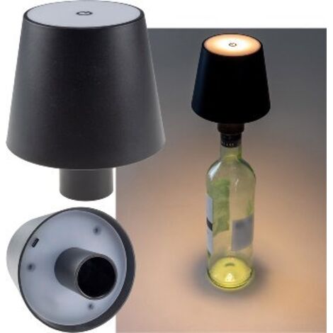LED Akku Flaschenleuchte warmweiß, Li Akku, ØxH 10x12cm schwarz (1/5)