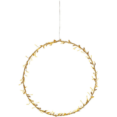 LED Gold Kranz Winny, batteriebetrieben, Timer, 38cm (1/3)