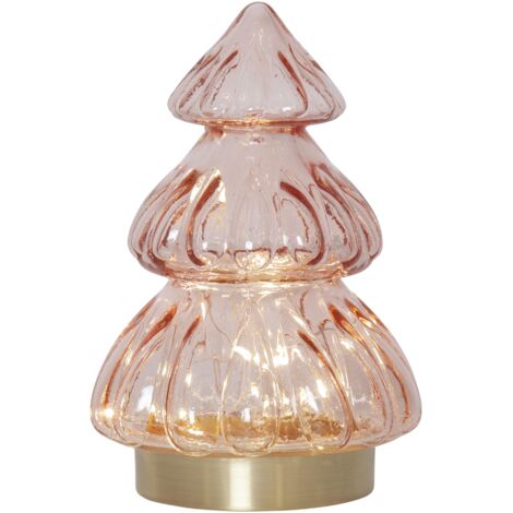 LED-Tischleuchte 'Abete', Glas, rosa, Tannenbaum-Form (1/5)