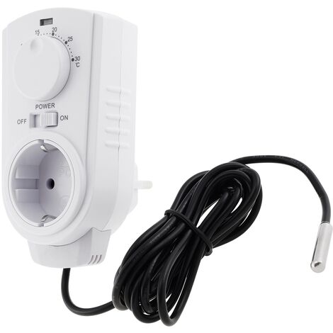 ChiliTec Analoges Steckdosen-Thermostat 230V mit externem Fühler I  Drehregler I max. 3500W I Für Heiz
