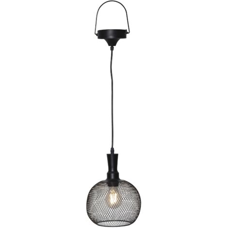 Solar-Hängeleuchte ,Sunlight', LED Filamente, Metall-Mesh, schwarz, H 25cm