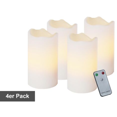 4er Set LED Advents-Kerzen Weiß, mit Fernbedienung