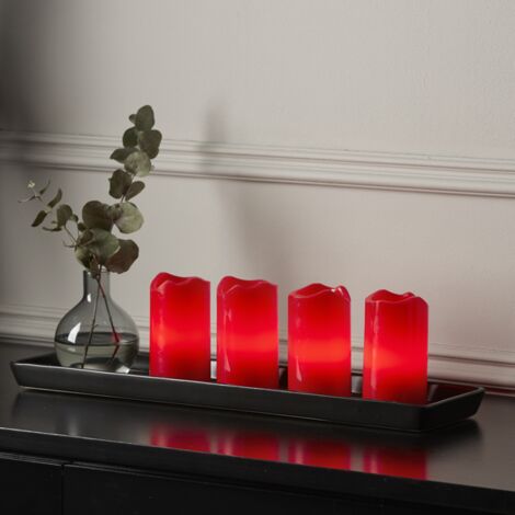 5er-Set rote LED-Echtwachs-Stabkerzen, inkl. Fernbedienung - Wundersc,  19,99 €