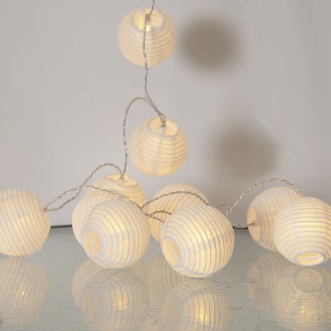 Lampion-Lichterkette ,Festival', 10 LED Lampions, strombetrieben, warmweiß, L 135cm, Ø 7,5cm