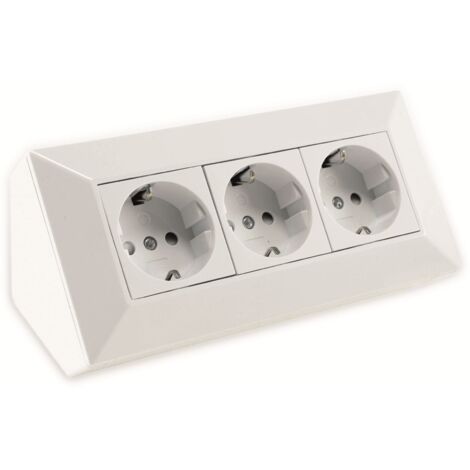 ChiliTec Steckdosenblock 3-fach, Aufbau-/Ecksteckdose, Weiß (1/5)
