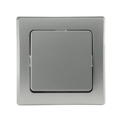 DELPHI Kreuzschalter 250V/ 10A mit 1-fach Rahmen, Silber Grau