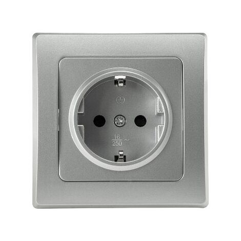 DELPHI Steckdose Unterputz 230V Schutzkontakt Silber Grau