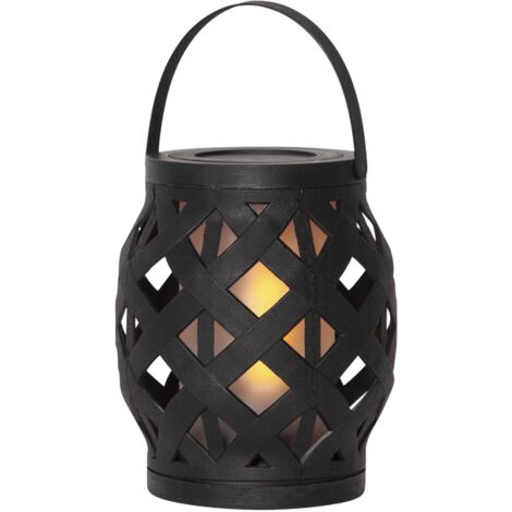 Kleine LED Outdoor-Laterne ,Flame Lantern', Batterie und Timer, schwarz, 16cm