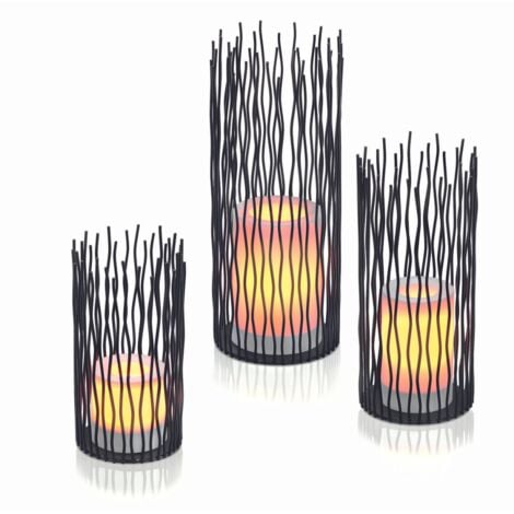 African Style Batterie Dekoleuchten SIMBA 3er Set, 5 Std. Timer