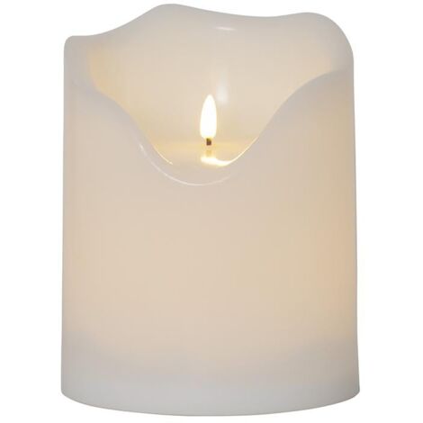LED Outdoor Stumpenkerze , Flamme Grand', Batterie und Timer, naturweiß, 20cm