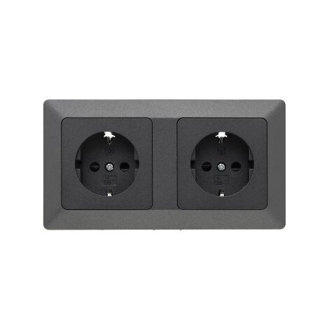 Gira 455728 Systeem 55 Wandcontactdoos Met Randaarde 16A 250V Met Klapdeksel Tekstkader En Shutter Antraciet