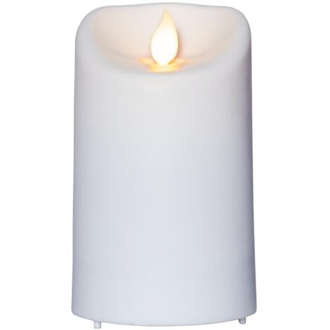 LED Outdoor-Kerze ,M-Twinkle' in weiß, Batterie + Timer, Flacker-Effekt, H 12,5cm, Ø 7,5cm