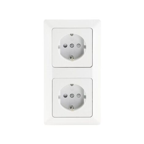 Merten, Smart Glossy White 2x Steckdose m. Kinderschutz, 1x Rahmen 2fach