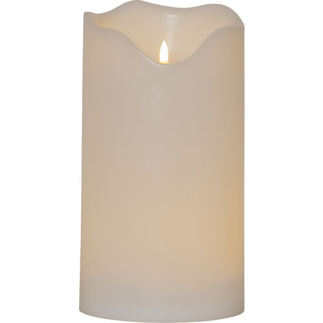 LED Outdoor Stumpenkerze , Flamme Grand', Batterie und Timer, naturweiß, 30cm