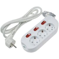 ChiliTec Steckdosenleiste 3-fach, Tischsteckdose, Weiß