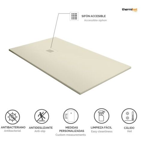 Receveur de douche en résine 90x90cm Crème Ral 1013 (1/5)