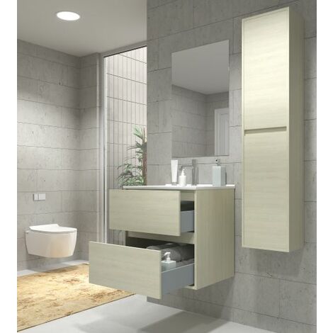 YANA - Meuble salle de bain avec panier à linge - 31x30x174 cm