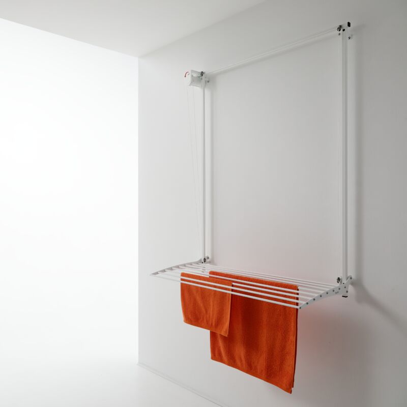 Foxydry Fold, Étendoir à Linge Mural, Étendoir Vertical, Pliable Pour Intérieur Et Extérieur, En Aluminium Et Acier, 82 X 50 X 50 Cm (Gris – Fermeture Vers Le Bas, 2 Plis 80