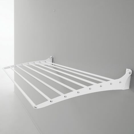 Étendoir à linge mural, Séchoir à linge mural et pliable en aluminium et acier, Foxydry Fold 60 cm Blanc