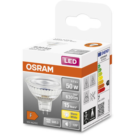 Ampoule à réflecteur LED OSRAM SPOT MR16 GL 50, 6,5W, 630lm