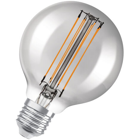 Ampoule LED Dimmable Osram, édition vintage, 42 Watts Remplacement, E27, G80, 1800 Kelvin, lumière confortable chaude, verre transparent, pack unique (1/5)