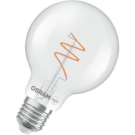 OSRAM Vintage 1906 Globe est une blanc chaud à intensité variaben forme de bouclassique avec un filament en spirale. Eloffre 4,6 W pour 470 lm,E27, verre de couleur claire, diamètre 80 mm. (1/4)
