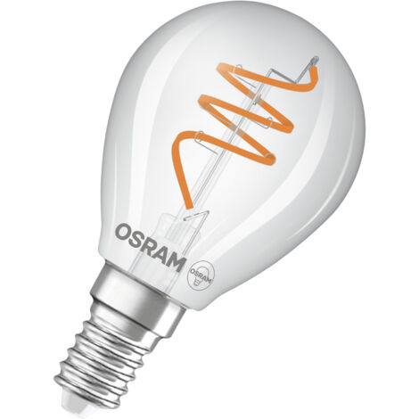 OSRAM Vintage 1906 Classic is a warm white, dimmable LED lamp in a mini-ball shape with a spiral filament. It offers 4.6 W for 470 lm, E14 socket, clear-coloured glass, 45-mm diameter, 2,700 K. (1/4)